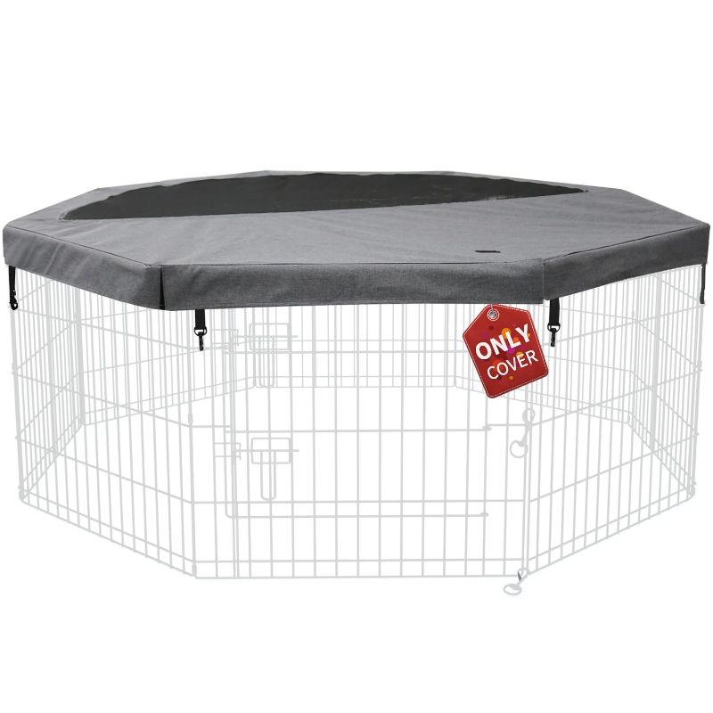 Photo 1 of PETIME Top Cover Sun/Rain Proof Provide Shade and Security for Indoor Outdoor Dog Playpen Fits All 24" Wide 8 Panels Pet Exercise Pen (Playpen Not Included)