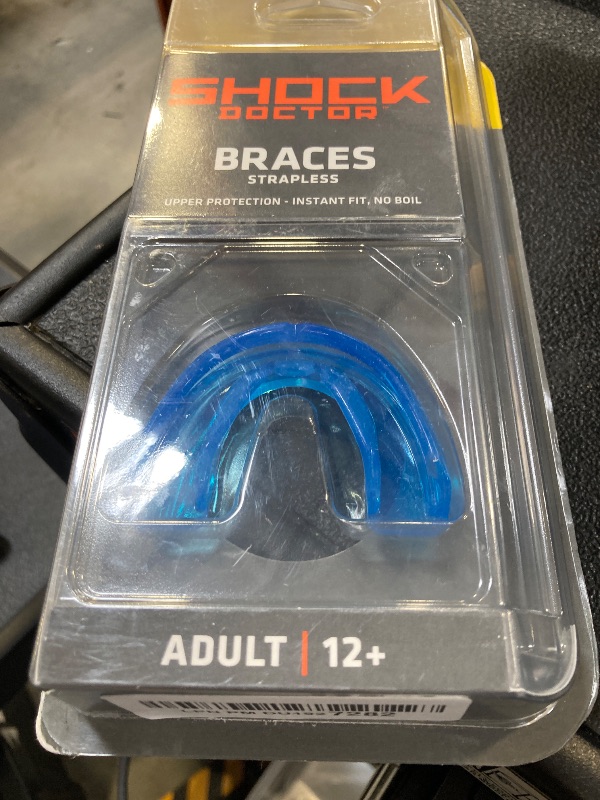 Photo 1 of Shock Doctor Adult Braces Strapless Mouthguard, Adult , only top braces,Blue