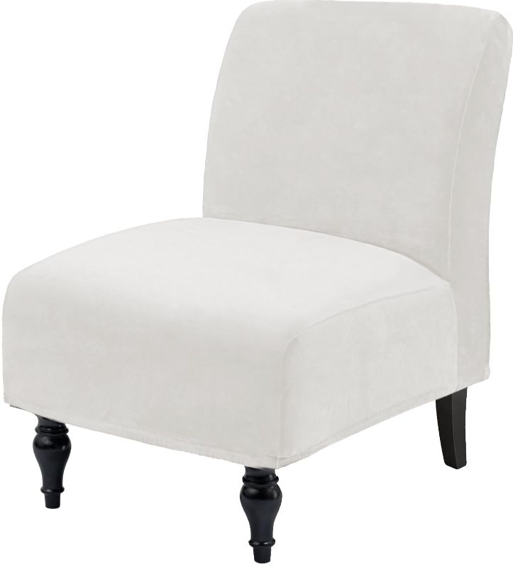 Photo 1 of TOPYUMH Velvet Armless Accent Chair Covers Luxury Thick Velvet Chair Slipcovers, Removable Furniture Protector for Living Dining Room Hotel, Machine Washable, Off White