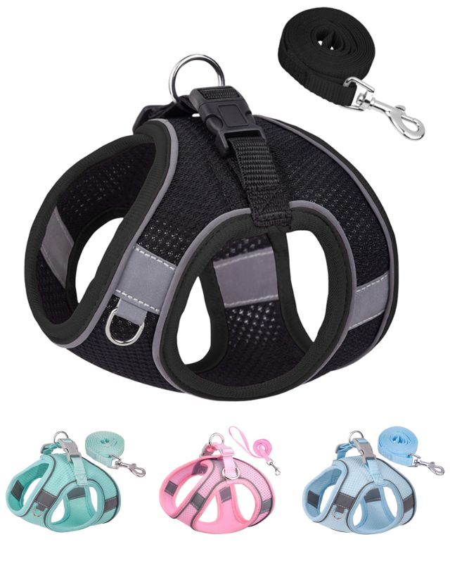 Photo 1 of 1pc Black---L---SOLMOONY Dog Harness for Small Medium Large Dogs No Pull, Puppy and Leash Set, Dogs, Step in Harness, mesh Harness. (Black, L)