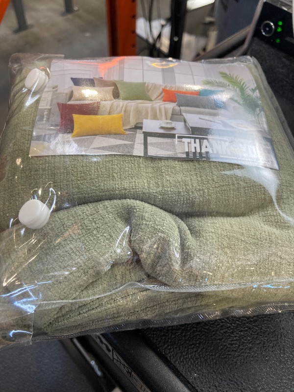 Photo 1 of GAWAMAY Decorative Square Sage Green Throw Pillow Covers 18"x18" Inch Set of 2, Super Soft Chenille Pillows Farmhouse Fall Pillowcase for Living Room Bedroom Sofa Couch Cushion Cover 45x45cm