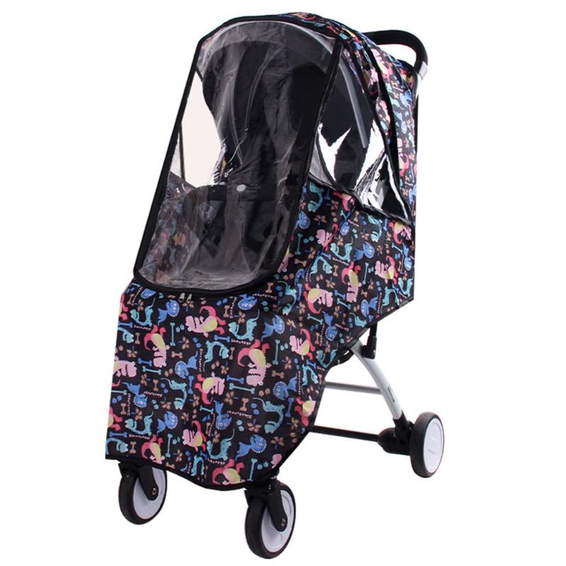 Photo 1 of 1Pc Portable Waterproof Rain Cover Weatherproof Shield Wind Canopy Baby Pushchair Mesh Ventilation Trend Travel Umbrella Rain Cover