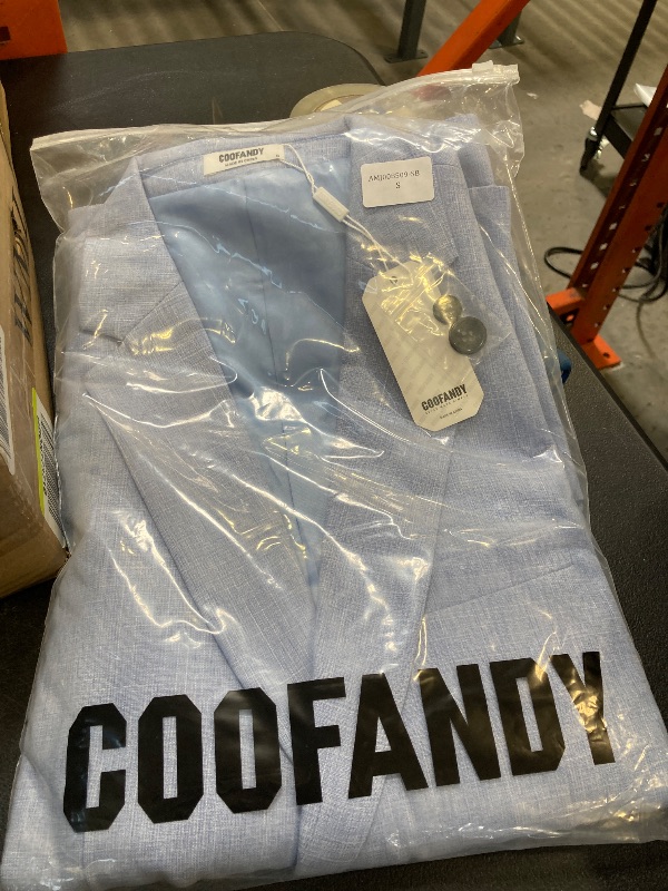 Photo 1 of COOFANDY Men Linen Summer Blazer Stylish Regular Fit Linen Sportcoat Business Work Suit Jacket Sky Blue
