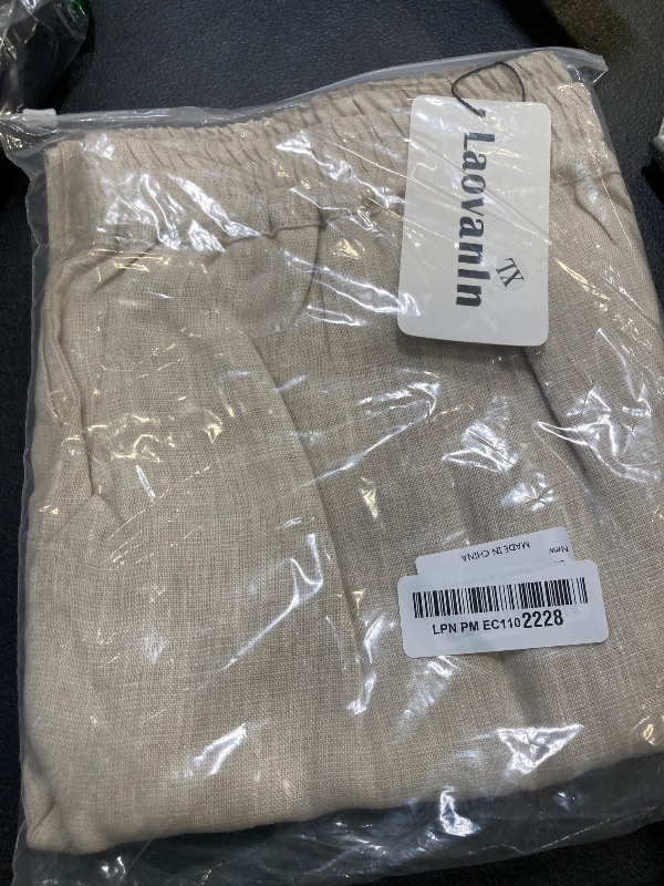 Photo 1 of LaovanIn Women's Linen Cropped Pants Tapered Ankle Capris Trousers Elastic Waist X-Large Beige