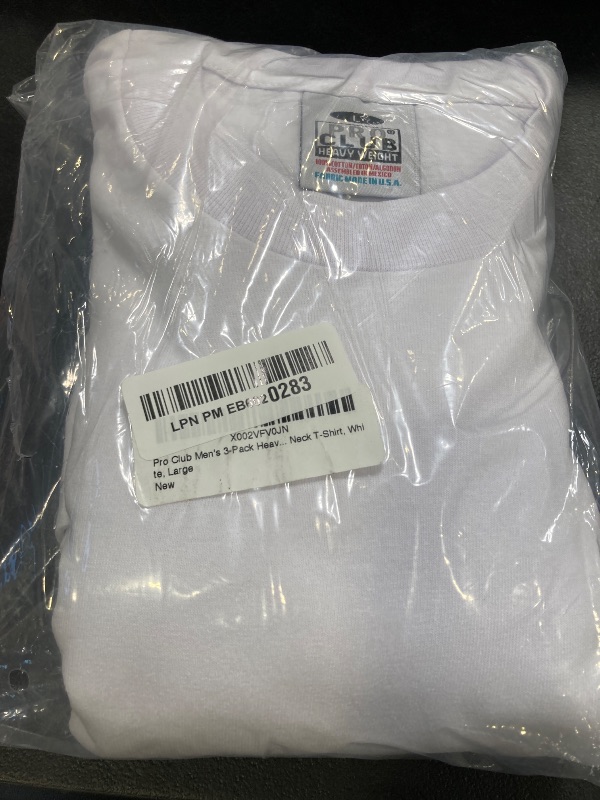 Photo 1 of Pro Club Men's 3-Pack Heavyweight Cotton Short Sleeve Crew Neck T-Shirt, White, Large