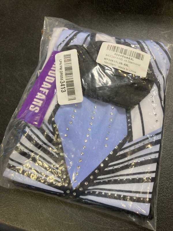 Photo 1 of MODAFANS Gymnastics Leotards for Girls with Shorts Sparkly Set Cross Back Activewear 12-13Years,Bluish-black Diamond