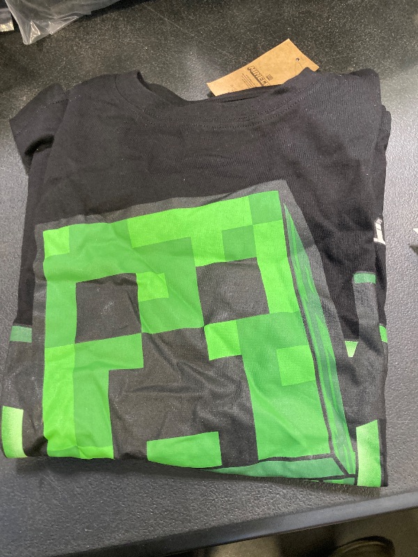 Photo 1 of Minecraft T Shirt Boys Creeper Inside Black Short Sleeve Gamer Top 9-10 Years