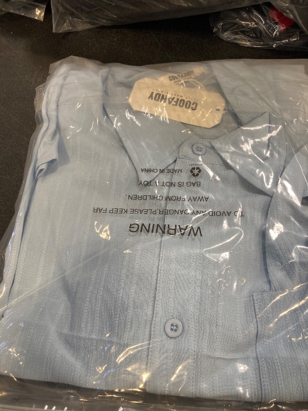 Photo 1 of COOFANDY Mens Button Up Shirts Short Sleeve Casual Untucked Shirts Linen Summer Beach Shirts Light Blue M