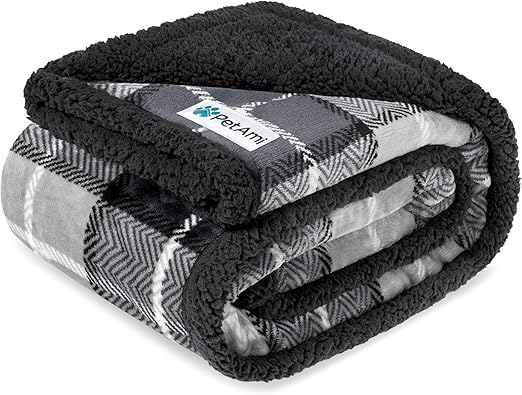 Photo 1 of PetAmi Plush Soft Checkered Waterproof Pet Blanket, 29 x 40 