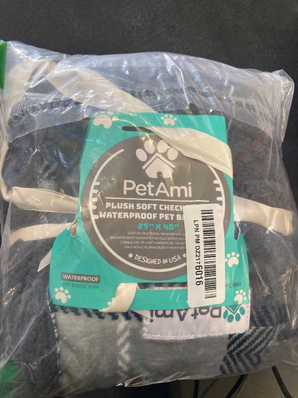 Photo 1 of PetAmi Plush Soft Checkered Waterproof Pet Blanket, 29 x 40 