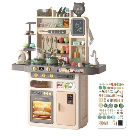 Photo 1 of Kitchen Set for Kids 87 Pcs Gray Big Modern Kitchen Set for Toddlers VALESSATI +3 Years