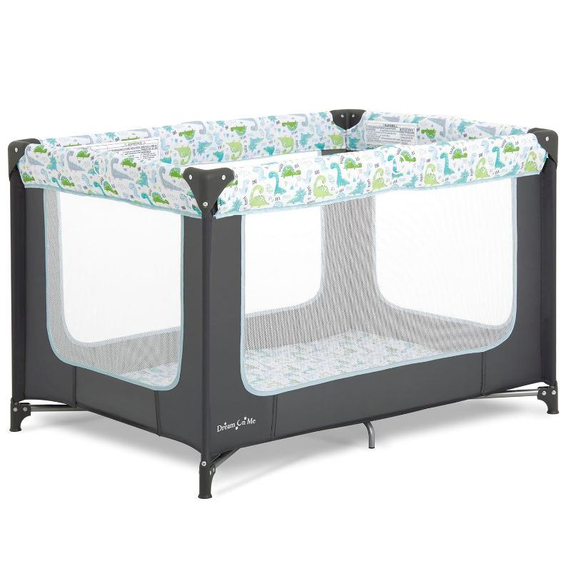 Photo 1 of Dream On Me Zodiak Portable Playard in Grey and Green, Lightweight, Packable and Easy Setup Baby Playard, Breathable Mesh Sides and Soft Fabric - Comes with a Removable Padded Mat

