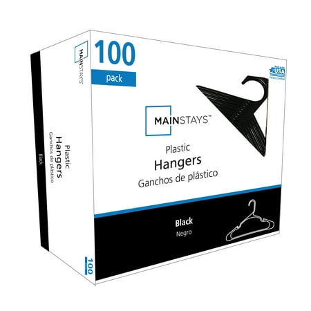 Photo 1 of Mainstays Plastic Notched Adult Hangers for Any Clothing Type Rich Black 100 Count