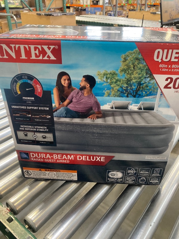 Photo 1 of Intex 20 Queen Dura-Beam Deluxe Raised Air Bed Mattress with Built-in Pump
