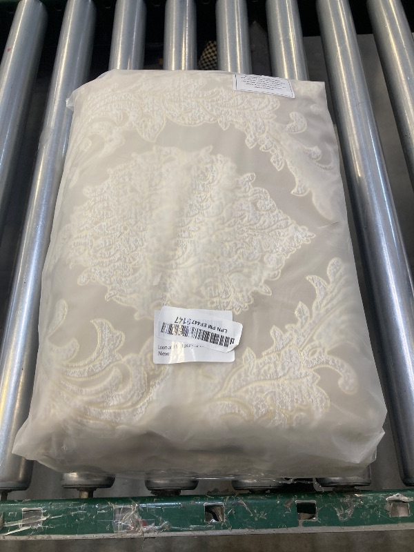 Photo 1 of Loom and Mill Luxury Jacquard Curtains for Bedroom, Beige Damask Curtains 2 Panels with Tiebacks, Elegant Window Curtain for Living Room Holiday Banquet Decor(52”Wx 96”L, 2 Panels)
