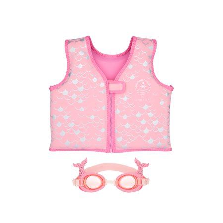 Photo 1 of Coconut Grove by Sunnylife - Kids Girls Swim Float Vest & Goggles Set Pearl the Mermaid Pink-Age 2-3 Years
