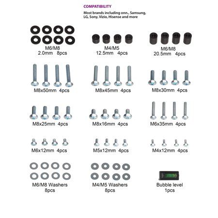 Photo 1 of Onn. TV Wall Mount Replacement Hardware Kit 69 Pieces
