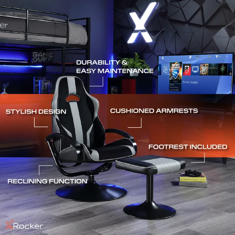Photo 1 of X Rocker Milano Pedestal Gaming Chair with Footrest, Black/Gray
