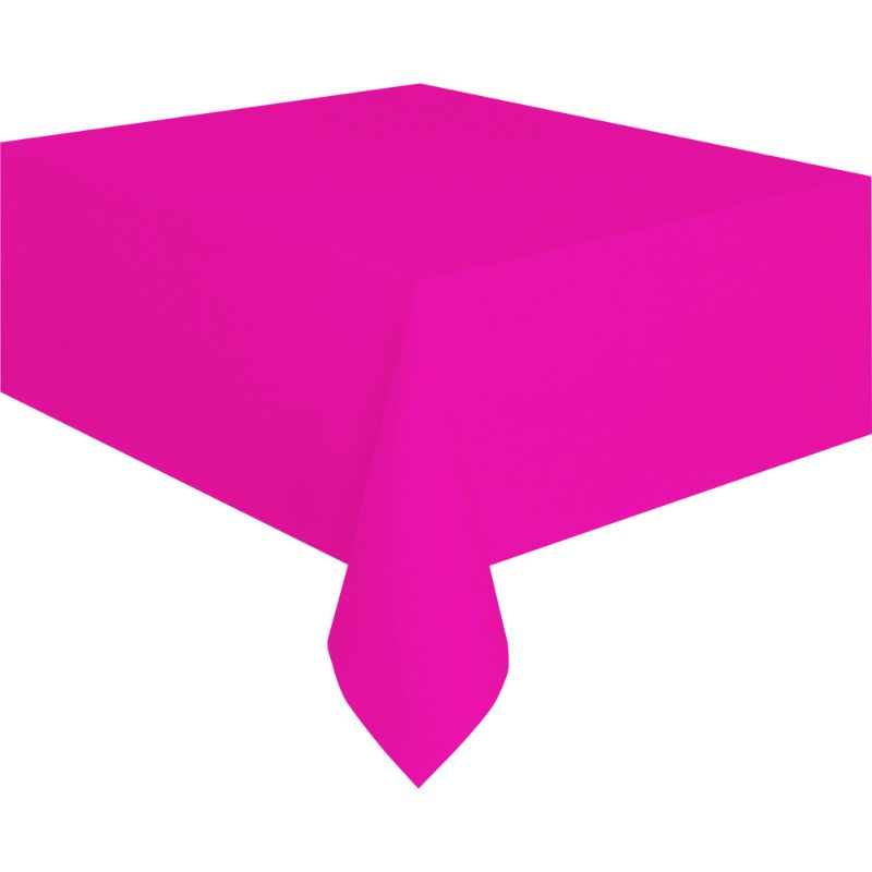 Photo 1 of Way to Celebrate Plastic Party Tablecloth 108in X 54in Neon Pink 6

