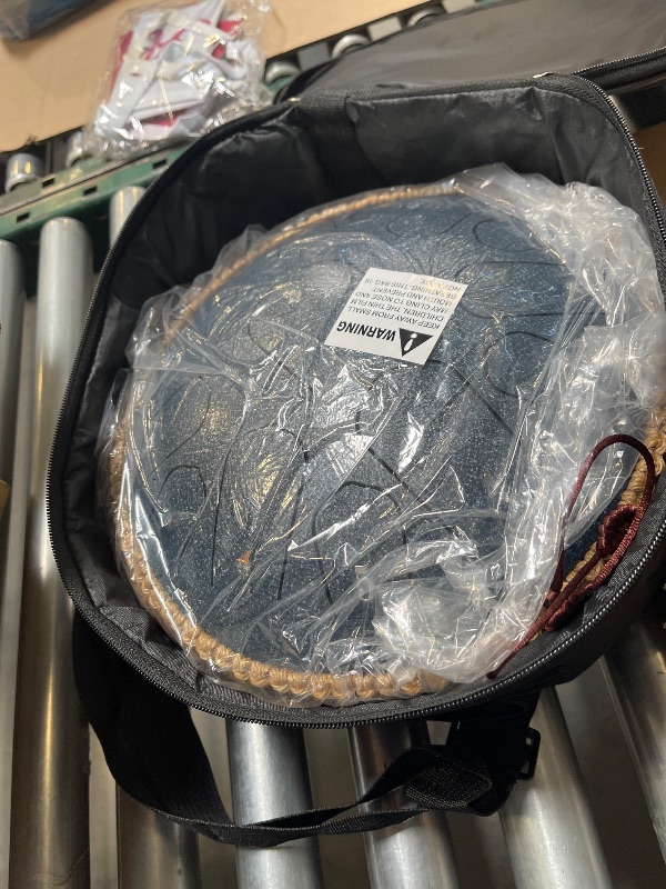 Photo 1 of HOPWELL Steel Tongue Drum - 13 Inches 15 Notes Tongue Drum - Hand Pan Drum with Music Book, Handpan Drum Mallets and Carry Bag, D Major (Navy Blue)