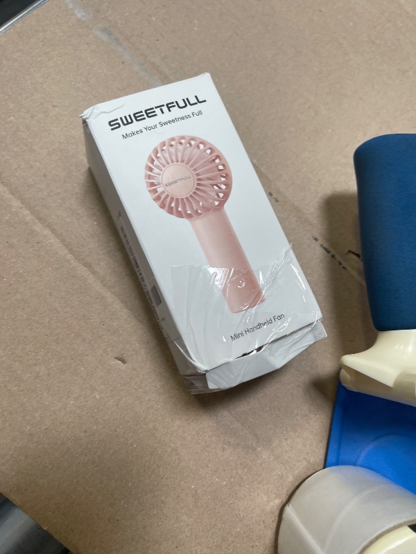 Photo 1 of SWEETFULL Mini Portable Fan Powerful Handheld Fan Rechargeable,3 Speeds Personal Small Hand Fan for Travel Makeup Eyelash Fan for Stylish Kids Girls Women USB Cute Design Light Blue