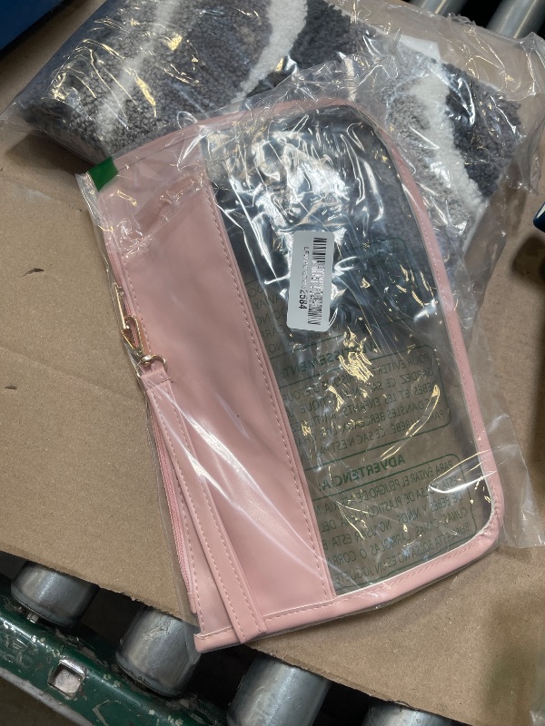 Photo 1 of TESAFNG Snack Bag for Travel - Clear Chenille Varsity Letter Flat Pouch with Zipper, Waterproof Clear PVC&PU Preppy Patch Makeup Cosmetic tote Bags for Women (Pinkish-Snack)