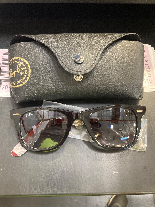 Photo 1 of Ray-Ban RB2140 Original Wayfarer Square Sunglasses, Black On Chevron Grey/Burgundy/Light Grey Gradient Blue, 50 mm