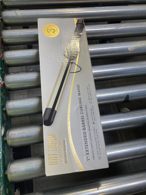 Photo 1 of HOT TOOLS 24K Gold Extended Barrel 1" Curling Wand for Bouncy Curls | No Clamp for Quick and Easy Styling, Fan-Favorite 24K Gold Technology for Long-Lasting Results