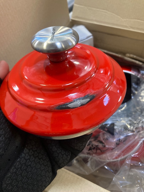 Photo 1 of Le Creuset Enamel On Steel Whistling Tea Kettle with Metal Finishes, 1.7 qt., Cerise