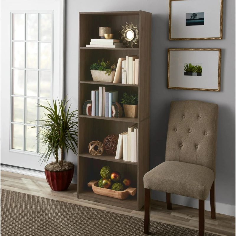 Photo 1 of Mainstays 5-Shelf Bookcase with Adjustable Shelves, Rustic Oak

