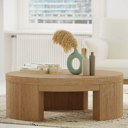 Photo 1 of Beautiful Mod Round Coffee Table by Drew Barrymore Warm Honey Finish
