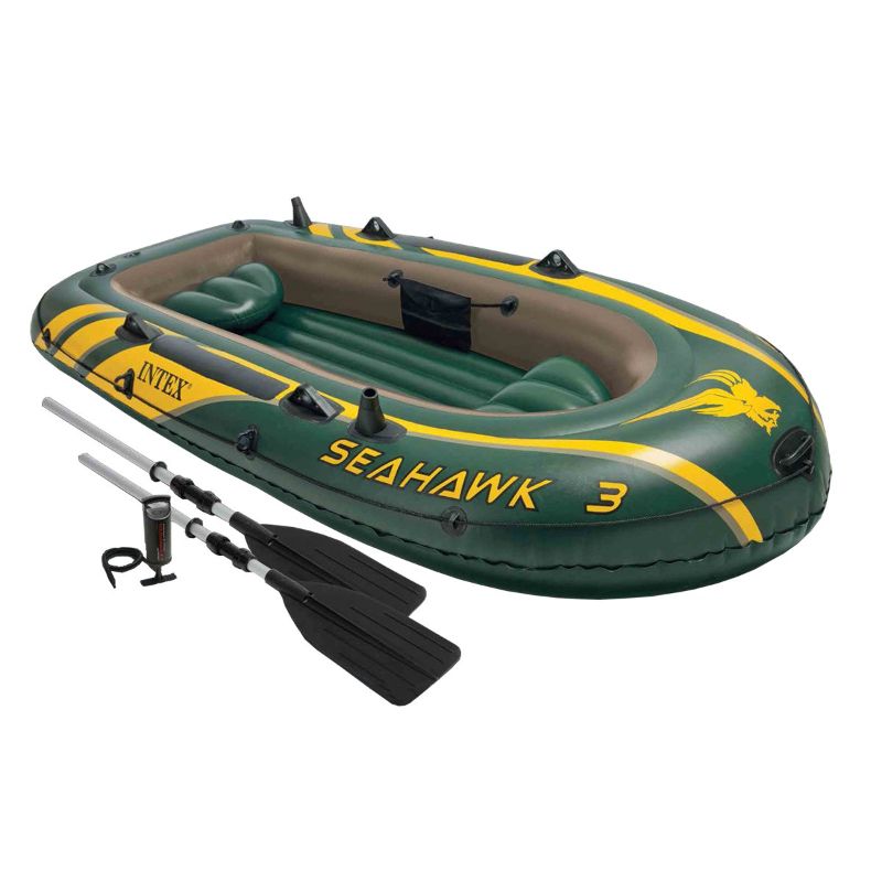 Photo 1 of Seahawk 3-Person Inflatable Boat Set with Aluminum Oars and Pump
