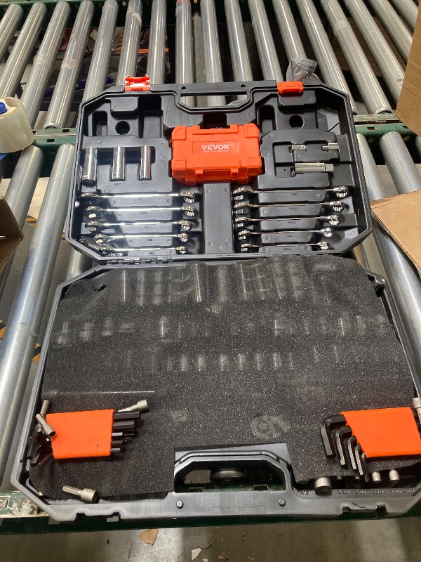 Photo 1 of VEVOR Mechanics Tool Set and Socket Set, 1/4" and 3/8" Drive Deep and Standard Sockets, 145 Pcs SAE and Metric Mechanic Tool Kit with Bits, Combination Wrench, Hex Wrenches, Accessories, Storage Case
