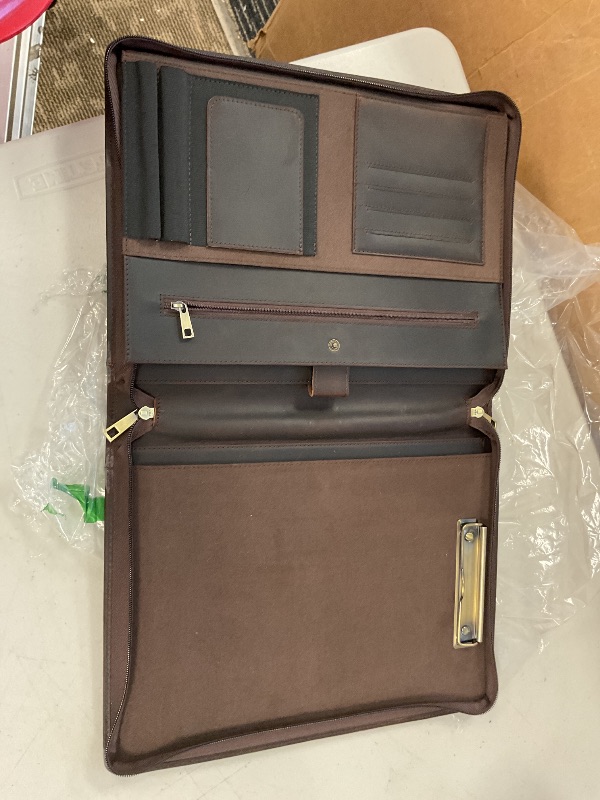 Photo 5 of Handmade Vintage Crazy Horse Leather Portfolio Letter (A4) Size Notepad,Business Organizer Padfolio with Handle, for iPad Pro/Microsoft Surface Pro/13 inch Tablet (Non-Custom, Dark Brown)