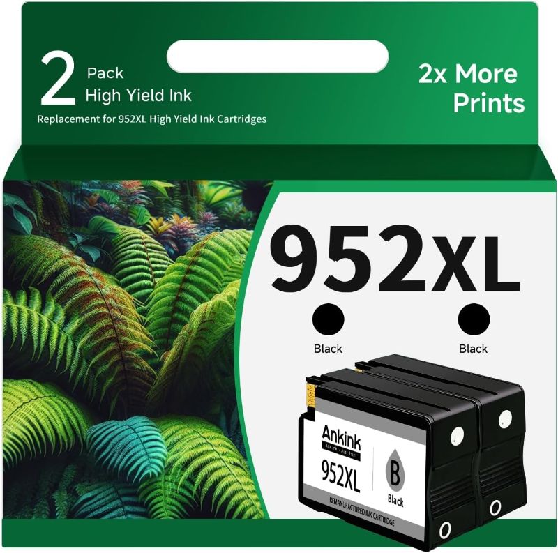 Photo 1 of Ankink Compatible Black Ink Cartridges Compatible for HP 952xl 952 XL for Officejet Pro 8710 7740 8720 8702 8210 7720 8715 8730 8740 8216 8725 Printers (Black 2-Pack)

