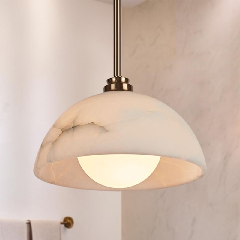 Photo 1 of Windham Alabaster Dome Pendant, Brass
