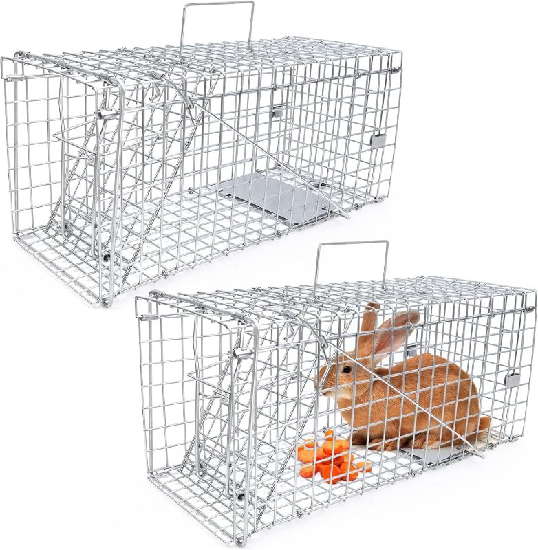 Photo 1 of Live Animal Trap 2 Pack - Squirrel Trap Heavy Duty Humane Cage, Live Cage Catch and Release for Indoors and Outdoors(18 * 7.9 * 7.3in)