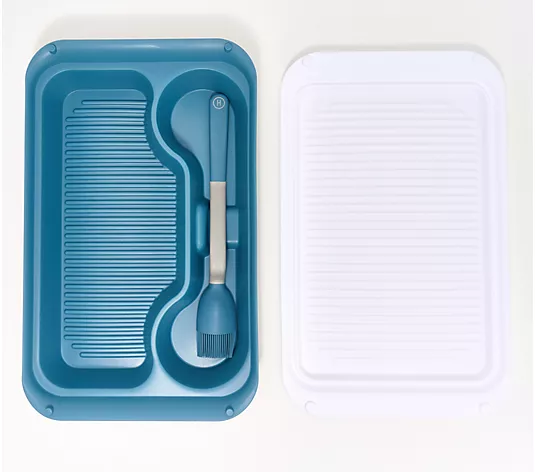 Photo 1 of Henning Lee BBQ Prep Tray with Lid & Marinating Brush
