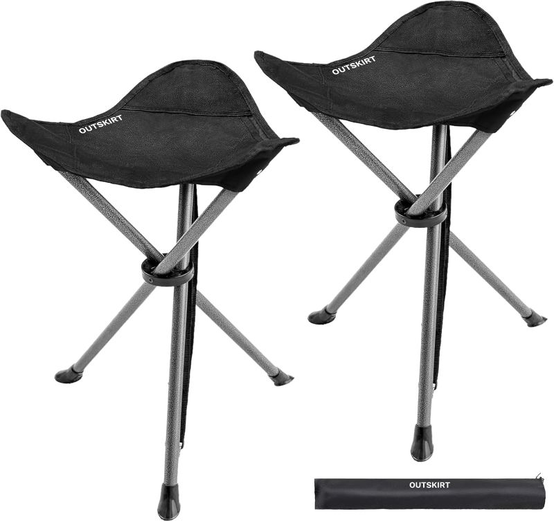 Photo 1 of OUTSKIRT 2 Pack Extra Tall Folding Tripod Stools, 22.4” High Portable Camping Stools for Adults, 2lbs Lightweight Camping Stool, Tripod Chairs for Fishing, Hiking, Backpacking
