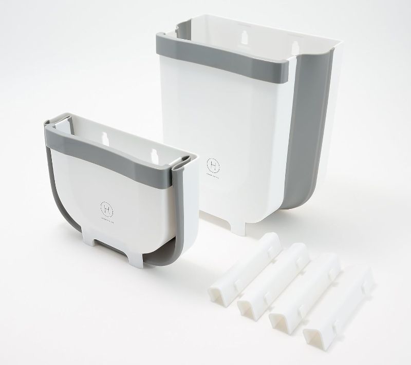 Photo 1 of 2-Piece Small & Large Collapsible Waste Bins Model K85630 (Gray)
