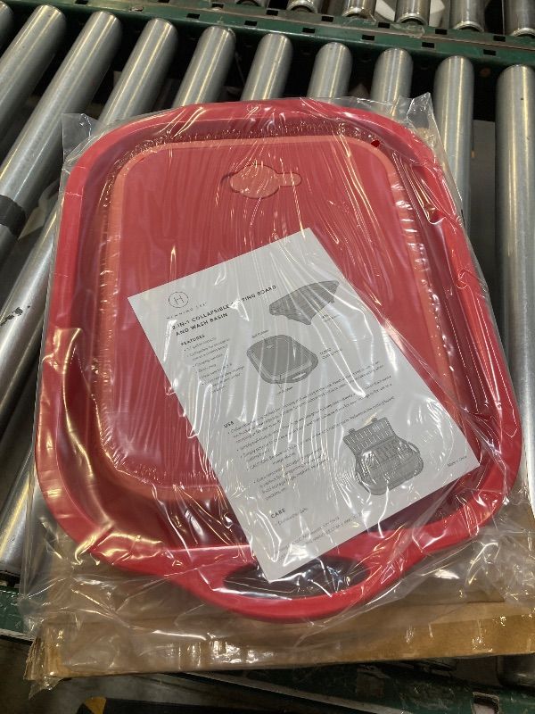 Photo 1 of 2-in-1 Collapsible Cutting Board & Wash Basin - Open Box (Red)
