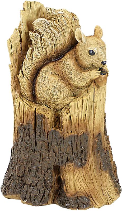 Photo 1 of Timber Tails Woodland Animal in Tree Trunk Garden Statue, Squirrel
