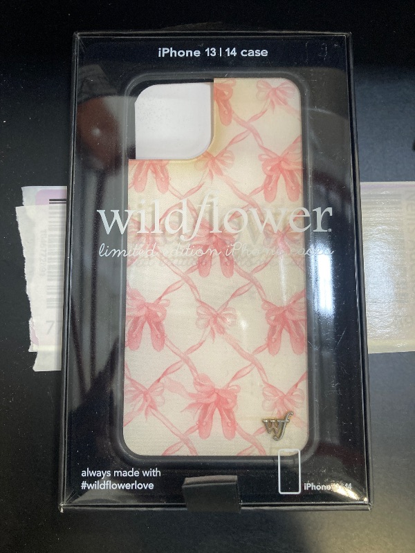 Photo 1 of Wildflower Cases - Compatible with Apple iPhone 13/14 | Protective Black Bumper, 4ft Drop Test Certified, Women Owned Small Business | Pink 