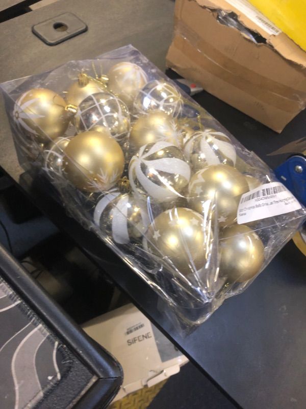 Photo 1 of 30 Pcs Christmas Ball Ornaments Set, 2.36'' Gold and White Hand-Painted Ornament Bulk for Christmas Tree, Shatterproof Xmas Tree Decorations for Holiday Party, Wreath, Garland, Winter Holiday