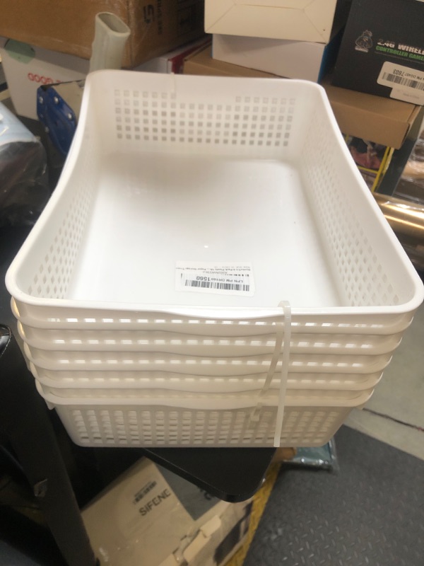 Photo 1 of DynkoNA 6-Pack Plastic Shallow Basket trays, Paper Storage Trays