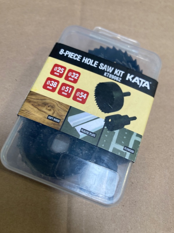 Photo 1 of KATA 8PCS Hole Saw Kit 1" to 2-1/8"(25-54mm) Hole Saw Set in Case with 1PC Mandrels, 2PC Drill Bits and 1PC Hex Key for Soft Wood, PVC Board, Plywood