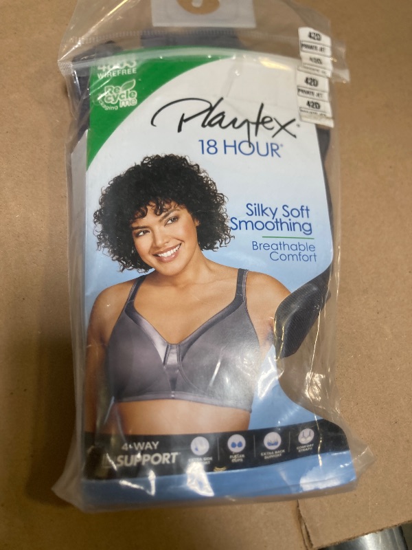 Photo 1 of Playtex womens 18 Hour Silky Soft Smoothing Wireless Us4803, Available in Single and 2-pack Bras, Private Jet, 42D US