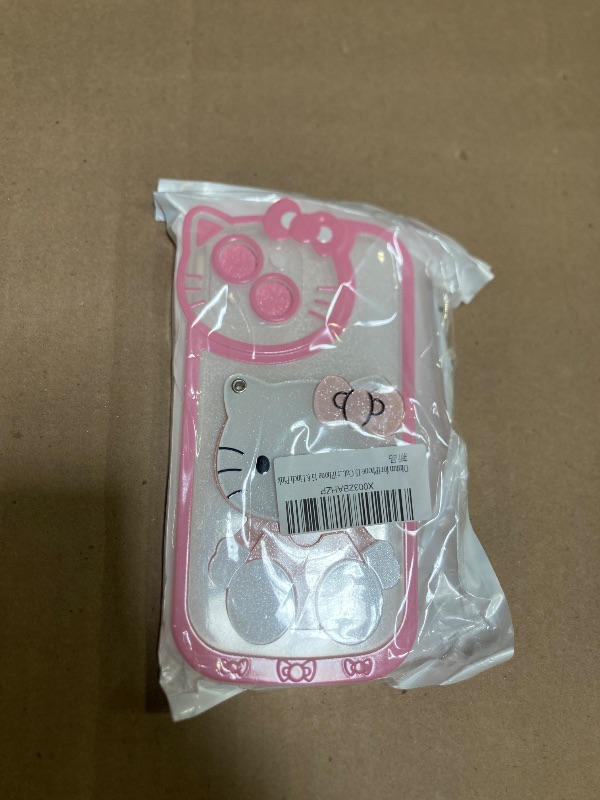 Photo 1 of Olntun for iPhone 15 Cute Cartoon Cat Case,3D Bow Kawaii Pink Cartoon Cat Face Makeup Mirror Women Girls Kids Soft TPU Clear Protective Phone Cover for iPhone 15 6.1 inch Pink