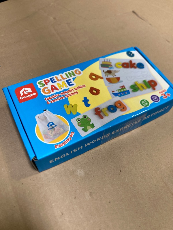 Photo 1 of Coogam Read Spelling Learning Toy, Wooden Alphabet Flash Cards Matching Sight Words ABC Letters Recognition Game Preschool Educational Tool Set for 3 4 5 Years Old Girls and Boys Kids