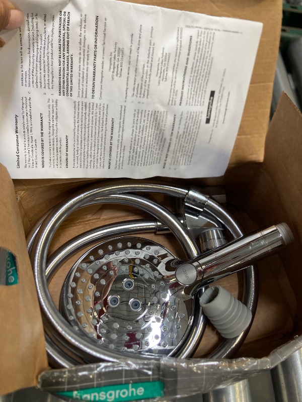 Photo 1 of hansgrohe Raindance Select S Adjustable 5-inch Handheld Shower Head Set Modern 3 Spray PowderRain, Full and Massage Easy Install with Hose in Chrome, 1.75 GPM, 04905000
